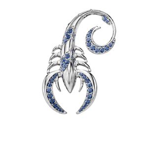 Broche de luxe en argent sterling 925 motif hippocampe et diamant, avec accent bleu roi, épingle de revers marine, bijou de mode raffiné et formel - Product Image 1