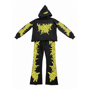 ชุดสเวตสูททรงบ็อกซี่พิมพ์ลายหรูหรา ดีไซน์เนอร์แฟชั่นแนวสตรีท สวมใส่สบาย ทรงหลวม น้ำหนักมาก เสื้อพูลโอเวอร์ทรงบ็อกซี่ ไหล่ตก - Product Image 6