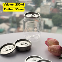 Bocaux alimentaires cylindriques en PET de haute qualité, diamètre 120 mm, à large ouverture, avec couvercles en aluminium à clipser, pour boissons, café, vin, bière, soda, champagne