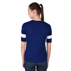 T-shirt athlétique d'été pour femmes, col rond, 100 % coton extensible, coupe ajustée, manches courtes, avec appliques, export en gros avec OEM - Product Image 6