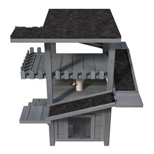 Casetta per Gatti da Esterno a 4 Livelli, Resistente alle Intemperie, con Tetto Impermeabile e 2 Porte, Rifugio per Gatti Randagi, Taglia M - Product Image 3