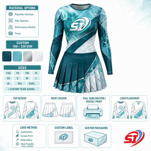 Uniforme de cheerleading personnalisé en gros pour femmes, respirant, à manches longues, jupe plissée, vert olive, vêtements de sport pour équipe cinétique - Product Image 5