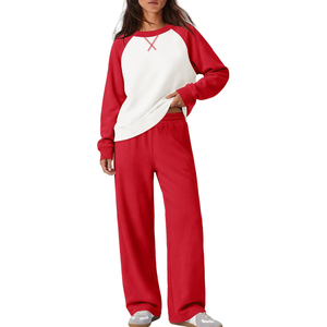 Conjunto Deportivo Informal de 2 Piezas para Mujer, Sudadera con Mangas Raglán en Bloques de Color y Pantalones Largos, de Secado Rápido, en Spandex/Algodón - Product Image 3