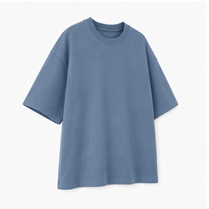 Custom Dusty Blue Soft Washed Cotton <b>Mens</b> Oversized Short Sleeve Crew Neck T-Shirt MTS-OVR-0009 - Product Image 5