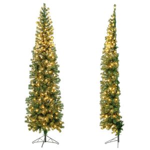 Albero di Natale Preilluminato a Mezza Forma di 2,1 Metri con 150 Luci, Decorazione Natalizia - Product Image 2