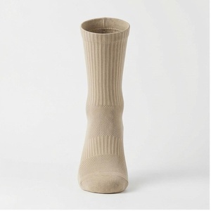 Crew <b>Socks</b> Solid Color Beige Breathable Knitted Cotton Adults Daily Casual Spring Season - Product Image 1