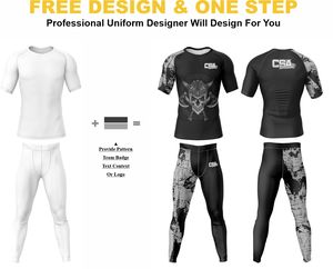 Ensemble de compression à manches longues avec impression par sublimation sans couture, qualité supérieure, respirant, vêtements de sport, rashguard et legging MMA - Product Image 2