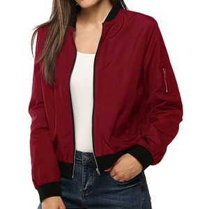 High Quality Breathable Embroidery Plus Size Dyed Long Sleeve Stand Collar Regular Full Zip Bomber <b>Jacket</b> for Women Hot Sale - Product Image 2