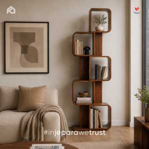 Mustofa <b>Wooden</b> Bookshelf Display Rack Open Shelf for Living Room Cafe Hotel Indonesia Furniture Supplier - Product Image 1