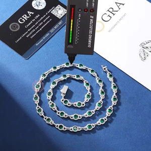 สร้อยคอโมอิสซาไนต์สีเขียวขายดี จี้และเครื่องประดับเงินแท้ชุบโรเดียม - Product Image 1