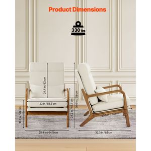 Poltrona Moderna con Schienale Alto, Struttura in Legno Massello e Gambe Antiscivolo - Sedia Imbottita per il Relax - Product Image 3