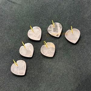 Colgante de Corazón de Cuarzo Rosa de 18x18mm, Chapado en Oro de 18K, Gema Natural, para Fabricación de Joyería al por Mayor - Product Image 5