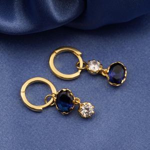 Boucles d'oreilles en saphir bleu naturel, argent sterling 925, plaqué or 14 carats, bijoux vintage de luxe, cadeau élégant pour elle - Product Image 2