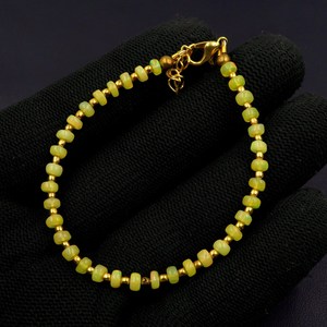 Natural Yellow Opal Roundel Beads Bracelet, Ethiopian Multi <b>Fire</b> Opal Gemstone Jewelry - Product Image 2