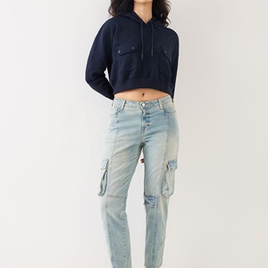 เสื้อฮู้ดครอปผู้หญิงผ้าฝ้ายแท้ 100% คุณภาพสูง ทรงตรง มีฮู้ด เหมาะสำหรับออกกำลังกาย - Product Image 1