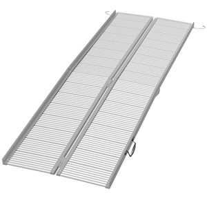 Rampa per Sedia a Rotelle in Alluminio Argento da 2,4 m, Pieghevole e Antiscivolo per Facile Accesso Domestico, Dispositivi di Assistenza e Gradini - Product Image 1