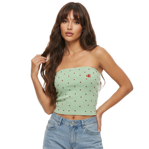 Haut tube pour femme en couleurs tendance, orné de strass, en coton tricoté, style décontracté pour l'été, grammage lourd, personnalisable - Product Image 4