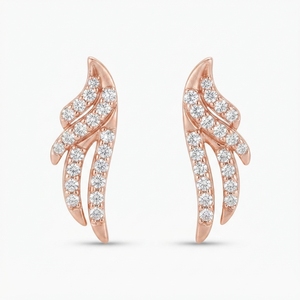 Round Lab Grown & Natural Diamond <b>Earrings</b> in 9K Rose Gold | 0.51 CT Women's <b>Fine</b> Jewelry - Product Image 1