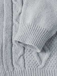 Cardigan en maille torsadée géométrique pour homme, col châle, boutonné, coupe ajustée, pull décontracté chaud d'hiver, gris, tricot côtelé, veste, pull - Product Image 5