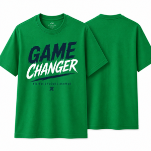 เสื้อยืดผู้ชายสีเหลืองมัสตาร์ด รุ่น Game Changer ลายตัวอักษร แขนสั้น คอกลม ทรงปกติ สวมใส่สบาย ผ้าฝ้าย 100% ระบายอากาศได้ดี ผ้าเทอร์รี่ด้านหน้า น้ำหนัก 180 กรัม - Product Image 1