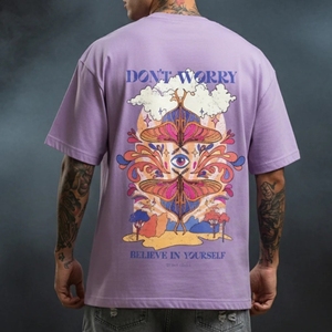 Camisetas YITE con hombros caídos y estampado personalizado, camisetas lisas de corte holgado de 250 g/m², camisetas extragrandes para hombre, 100 % algodón, camiseta básica. - Product Image 2