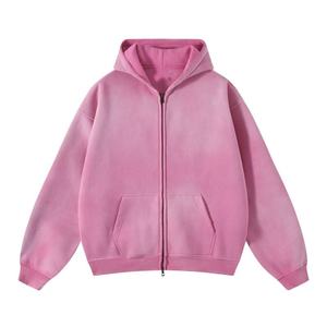 Custom Plain Dyed Casual Knitted <b>Hoodie</b> for Men Heavyweight Zip-up 300gsm Hooded Streetwear for Autumn Made by TRIOTAKE INDUSTRY - Product Image 3