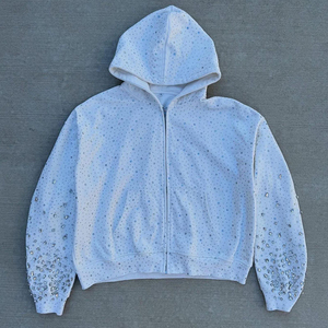 Sudadera con capucha de lentejuelas para mujer, de punto, manga larga, estilo oversize, color liso, para invierno y streetwear - Product Image 1