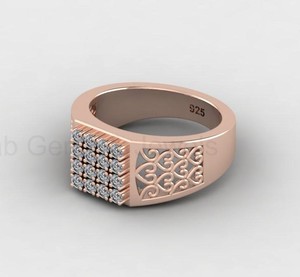 Anillo de Plata 925 con Diseño de Cóctel Cristiano, Filigrana Floral y Acentos de Circonitas Cuadradas de 10mm, Joyería Fina para Hombre - Product Image 3