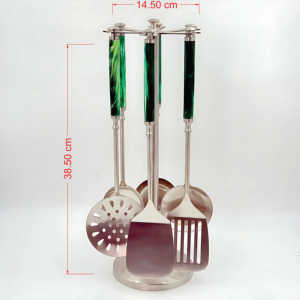 Ensemble d'ustensiles de cuisine en acier inoxydable avec manches en résine, lot de 6, pour la cuisine, au prix le plus bas en Inde - Product Image 6