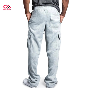 Men's <b>Light</b> Gray Cotton Cargo Baggy <b>Trousers</b> Elastic Waist Multiple Pockets Casual Autumn Wear Care Master - Product Image 5
