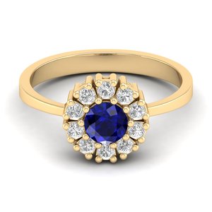 REYES ขายส่งแหวนหมั้นพลอยไพลินสีน้ำเงินทรงกลม 0.5 กะรัต ผู้ผลิตแหวนทอง 14K ประดับเพชร เครื่องประดับแฟชั่น - Product Image 6