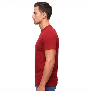 <b>Men's</b> Regular Fit Solid <b>Red</b> Cotton <b>T</b>-<b>Shirt</b> Short Sleeve for <b>Men</b> High Quality 220g Knitted Embroidered - Product Image 3