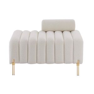 Nuovo Design Pouf Contenitore con Scomparto di Stoccaggio in Velluto Teddy con Struttura in Legno Massello e Piedini in Metallo per Soggiorno - Product Image 4