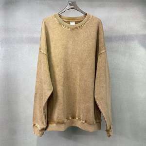 Sudadera Vintage Negra Lavada Personalizada, 400GSM, Felpa Francesa Gruesa, Cuello Redondo para Hombre, 100% Algodón, Temporada de Invierno - Product Image 1