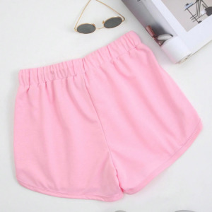 Shorts en tricot rose pour femme avec imprimé Los Angeles, taille élastique, style streetwear, 100% coton, séchage rapide, coupe-vent - Product Image 4