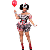 Costume de Clown Grande Taille Baige pour Halloween, Carnaval, Cosplay, Tenue Amusante pour Jeu de Rôle et Spectacle Scénique S-3XL