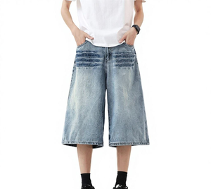 Pantalones Cortos de Mezclilla para Hombre con Etiqueta Personalizada, Corte Recto, Cintura Media, Estilo Casual, Entrega Rápida - Product Image 3