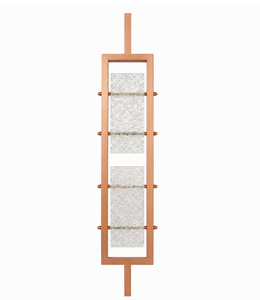 Rampe d'escalier moderne en cuivre et acier inoxydable avec balustre en verre rectangulaire et panneau en verre givré texturé - Product Image 4
