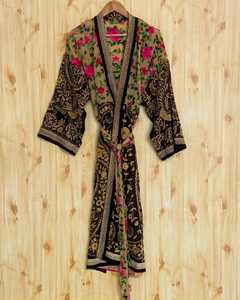 Chaqueta Kimono Larga Phulkari para Mujer, Estilo Vintage, Bordada, Estilo Boho, 100% Seda Tejida, Suave, Informal, para Invierno, Otoño y Verano - Product Image 5