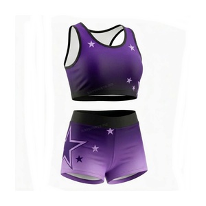 Conjunto de Top Deportivo y Pantalones Cortos para Mujer, Diseño Personalizado por Sublimación, con Logotipo del Equipo, para Práctica de Danza - Product Image 1