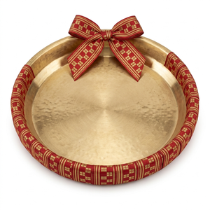 Neelkamal Industries 25mm <b>Red</b> Gold Festive Jacquard <b>Ribbon</b> Decorative Woven Trim for Gift Packing Garment Borders - Product Image 3