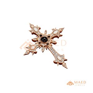Pendentif Croix Gothique Moissanite Or Rose Sertie de Pierres, Collier Hip Hop Personnalisé, Bijou de Luxe Tendance pour Hommes et Femmes, Livré en Coffret Cadeau - Product Image 6