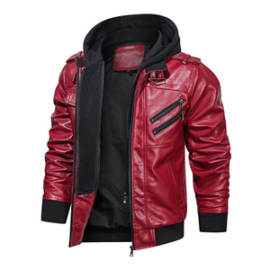 Chaqueta de Cuero de Vaca Estilo Clásico para Invierno, Cuello Alto, Capucha, Color Personalizado para Hombre, Impermeable y de Secado Rápido - Product Image 3