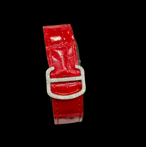 Wholesale Price Red Color Dial With Roman Numerals <b>Square</b> Moissanite Diamond Bezel Case Leather Band Fashion Unisex Fancy <b>Watch</b> - Product Image 5