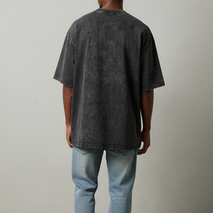 เสื้อยืดฮิปฮอปพรีเมียมสำหรับผู้ชาย สีพื้น ปรับแต่งสีได้ ใส่โลโก้ได้ ระบายอากาศได้ดี ทรงโอเวอร์ไซส์ ผ้าฟอกสี หนัก น้ำหนักมาก ผ้าฝ้าย 100% - Product Image 2