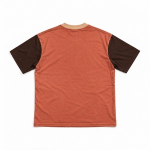 T-shirt streetwear unisexe, imprimé graphique désert, manches contrastées, col rond côtelé, tee-shirt vintage en coton - Product Image 2