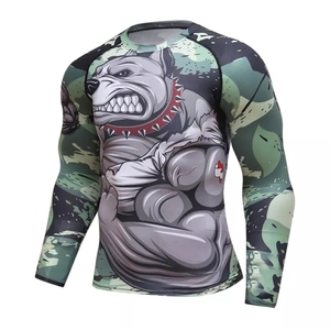 เสื้อรัดกล้ามเนื้อแขนยาวสีขาวดำ สำหรับฝึกซ้อม MMA ระดับมืออาชีพ สำหรับผู้ชายและผู้หญิง ผลิตจากผ้าสแปนเด็กซ์/โพลีเอสเตอร์ ป้องกันรังสียูวี ยี่ห้อ Fortleo - Product Image 1