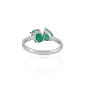 925 Sterling <b>Silver</b> 100% Authentic Pear & Oval Cut <b>Emerald</b> Gemstone Toi Moi <b>Ring</b> For Women's Party Wear Accessories - Product Image 6
