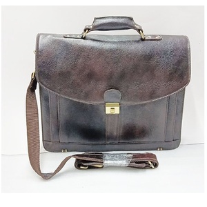 Genuine Leather Briefcase Brown Business <b>Laptop</b> <b>Bag</b> with Shoulder Strap Durable Office Messenger - Product Image 1