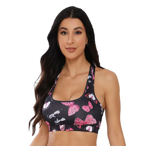 Sujetador deportivo para mujer de talla grande, liso, con patrón sencillo, de alto soporte, para yoga y entrenamiento, transpirable, de elastano/poliéster, al por mayor - Product Image 1